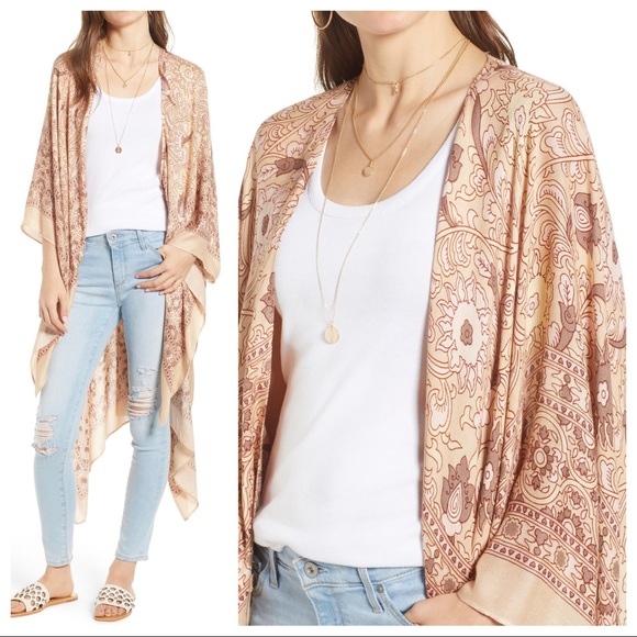 FREE PEOPLE BOHO KIMONO FLOWY CARDIGAN CAPE A2C - Picture 5 of 15